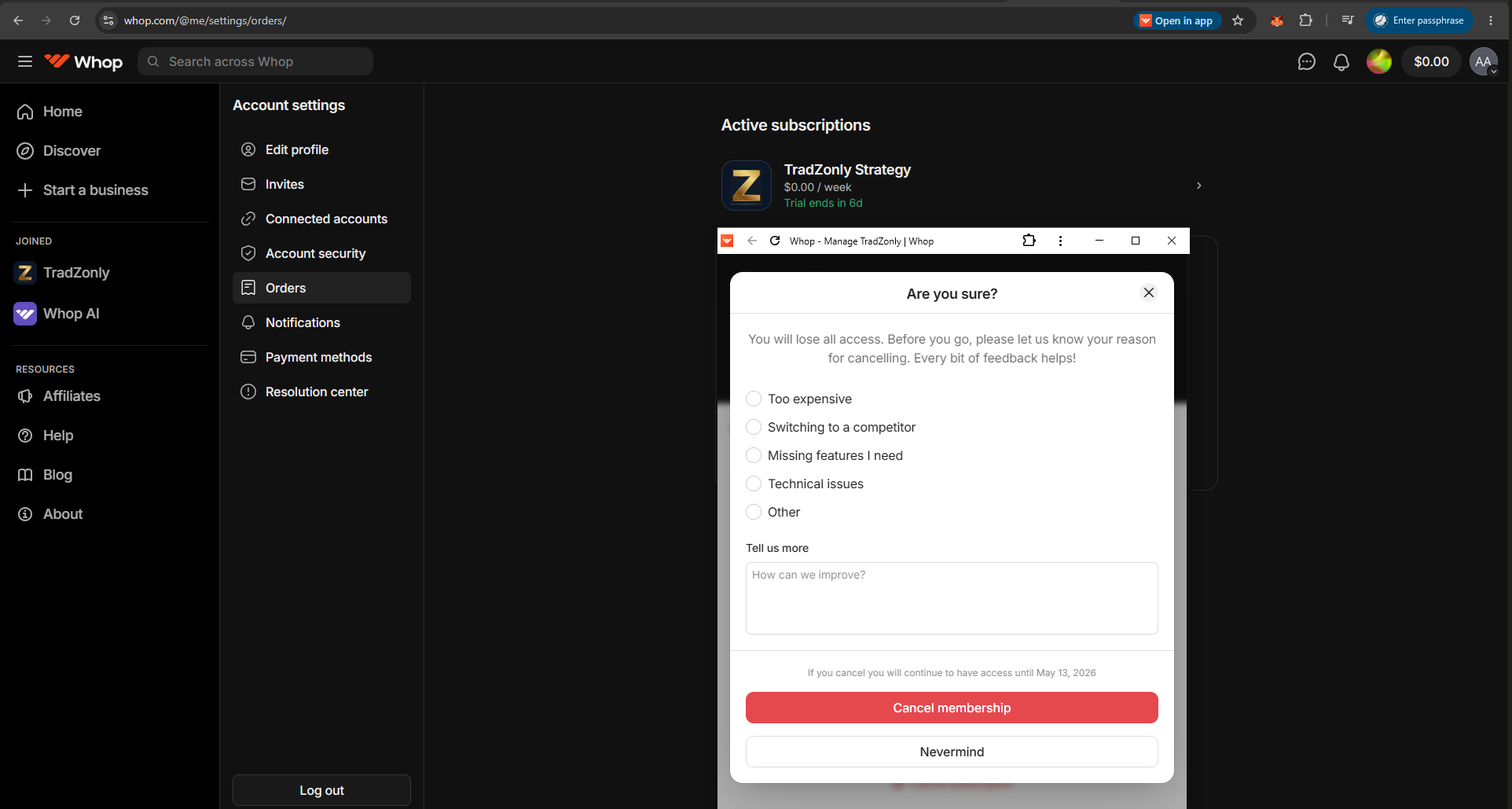 Confirm dialog